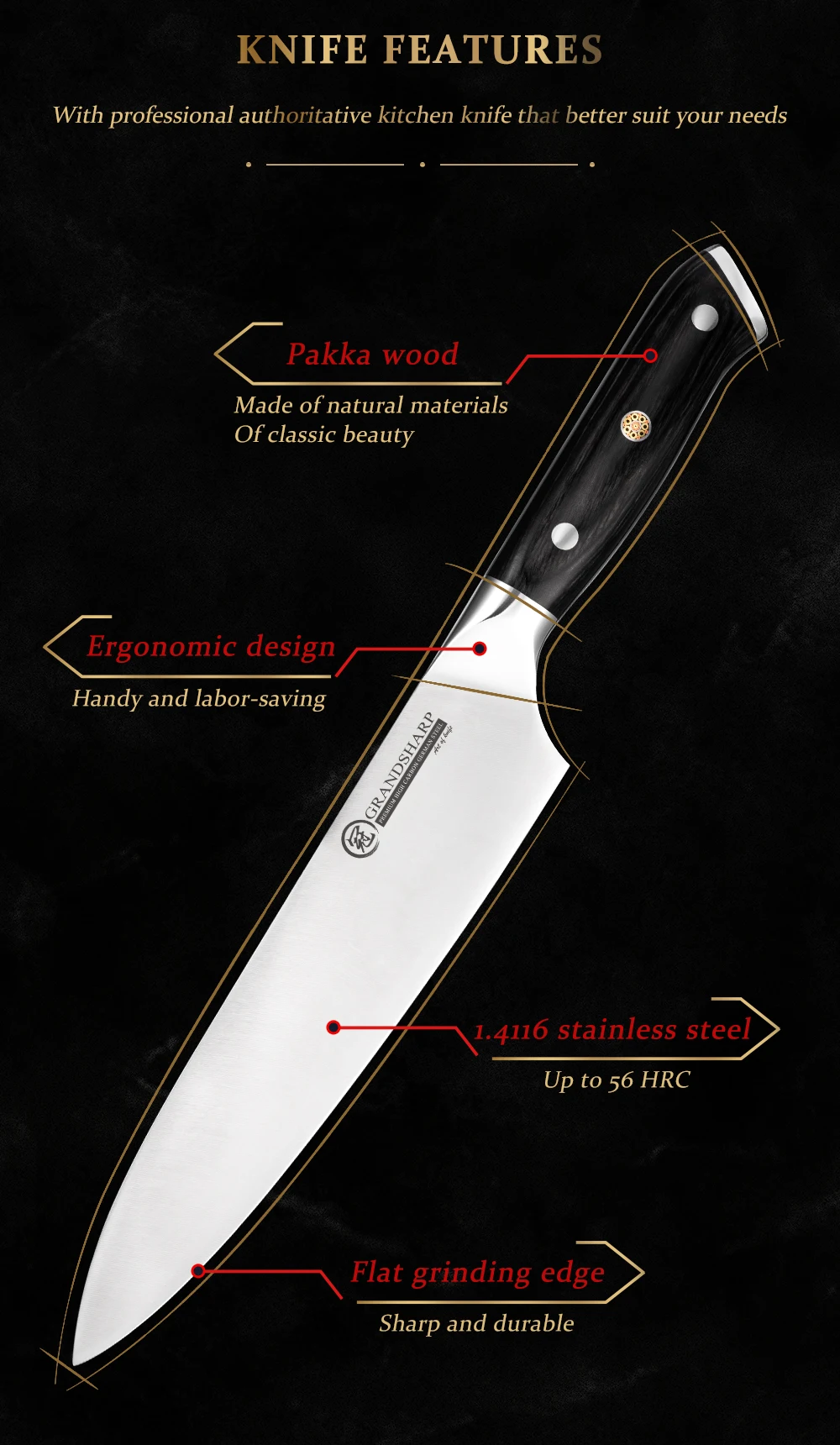 Chef Knife 1.4116 German High Carbon Stainless Steel Professional Kitchen Knives High Hardness Cutting Cooking Tools Dining - Image 9