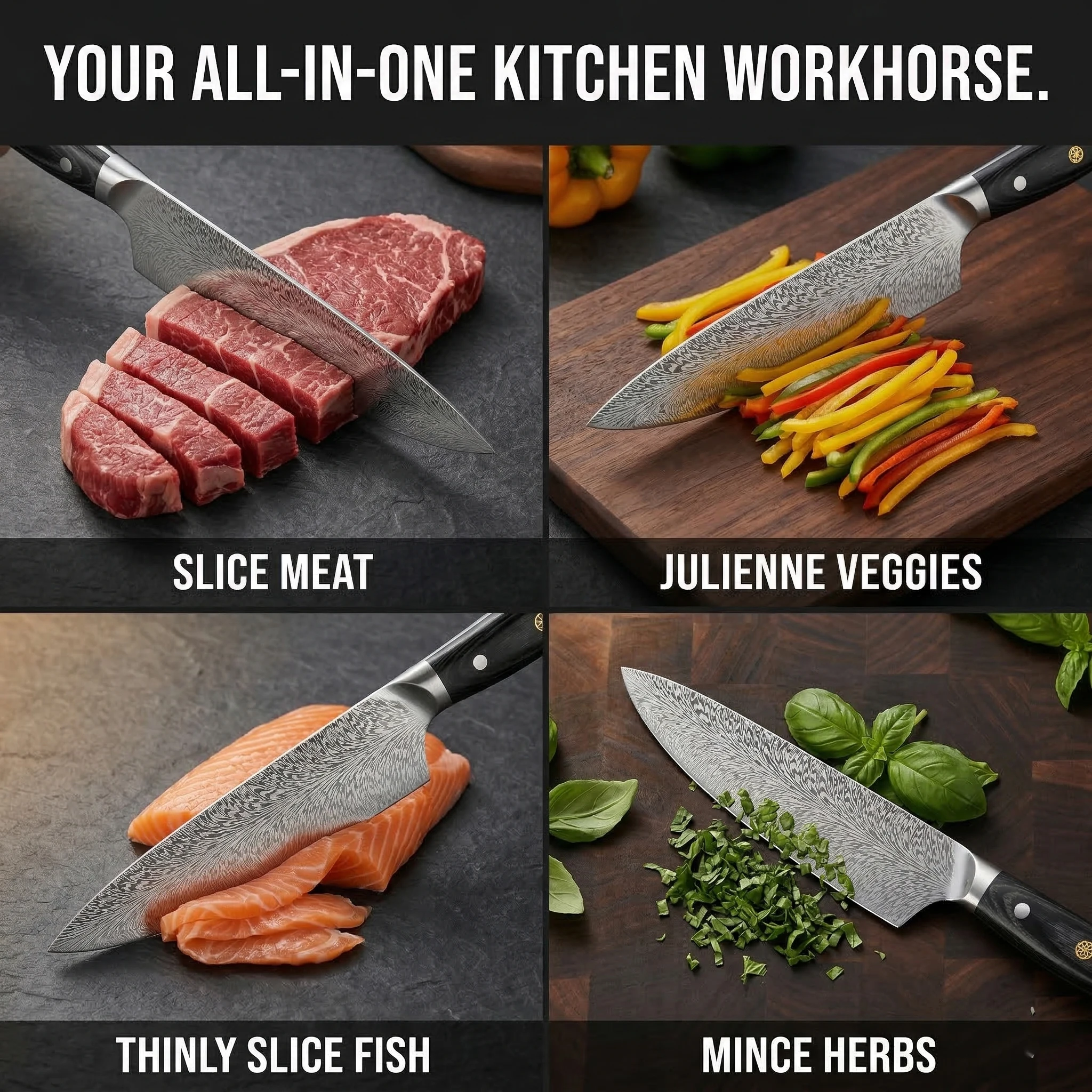Chef's Knife:8-Inch High-Carbon Stainless Steel Kitchen Knife with Ergonomic Handle with Gift Box.Ideal for Home and Restaurant - Image 3