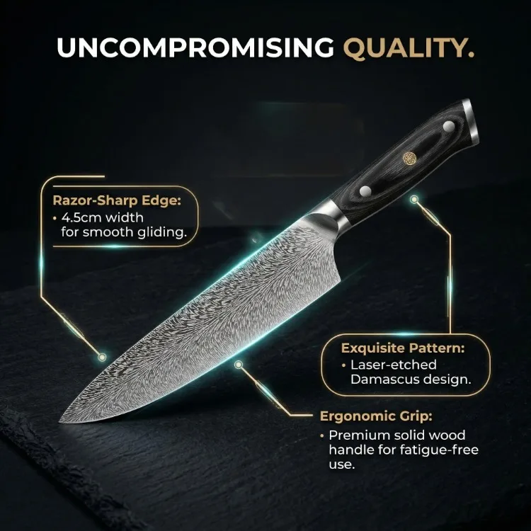 Chef's Knife:8-Inch High-Carbon Stainless Steel Kitchen Knife with Ergonomic Handle with Gift Box.Ideal for Home and Restaurant - Image 14