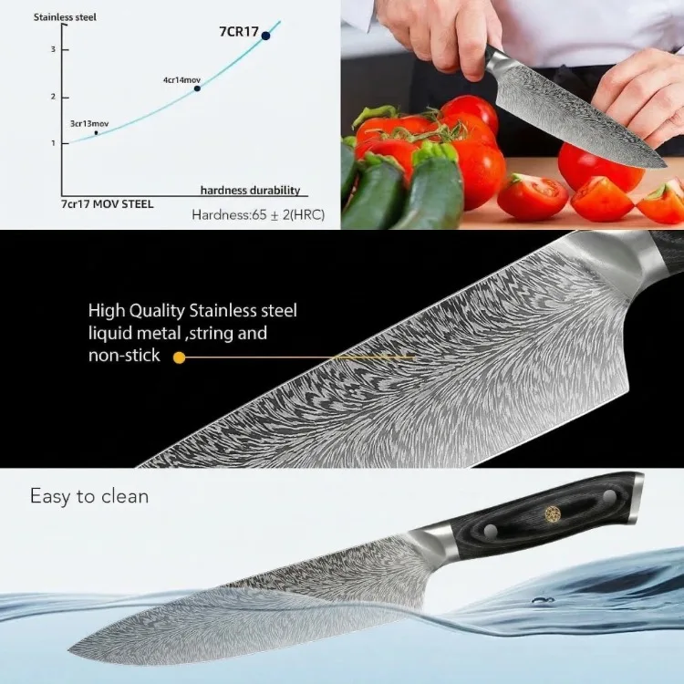Chef's Knife:8-Inch High-Carbon Stainless Steel Kitchen Knife with Ergonomic Handle with Gift Box.Ideal for Home and Restaurant - Image 12