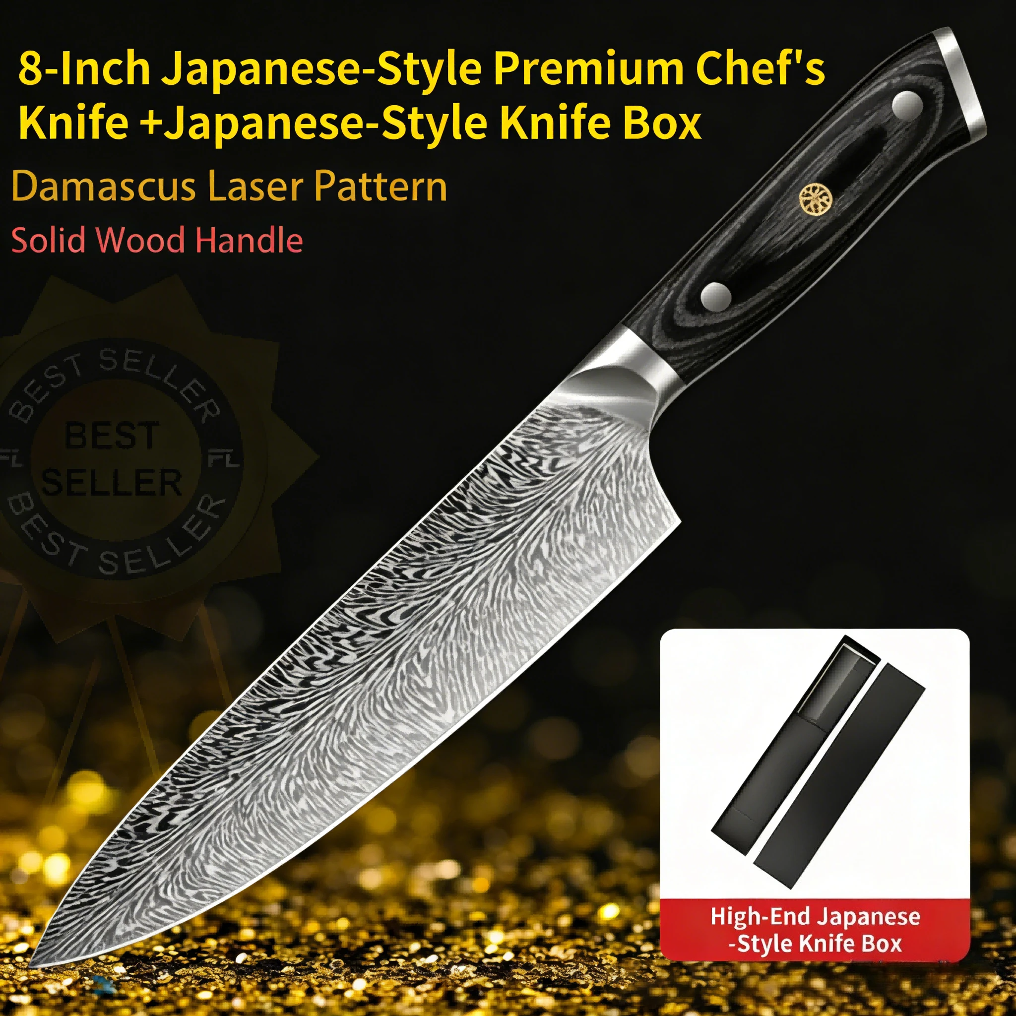 Chef's Knife:8-Inch High-Carbon Stainless Steel Kitchen Knife with Ergonomic Handle with Gift Box.Ideal for Home and Restaurant - Image 8